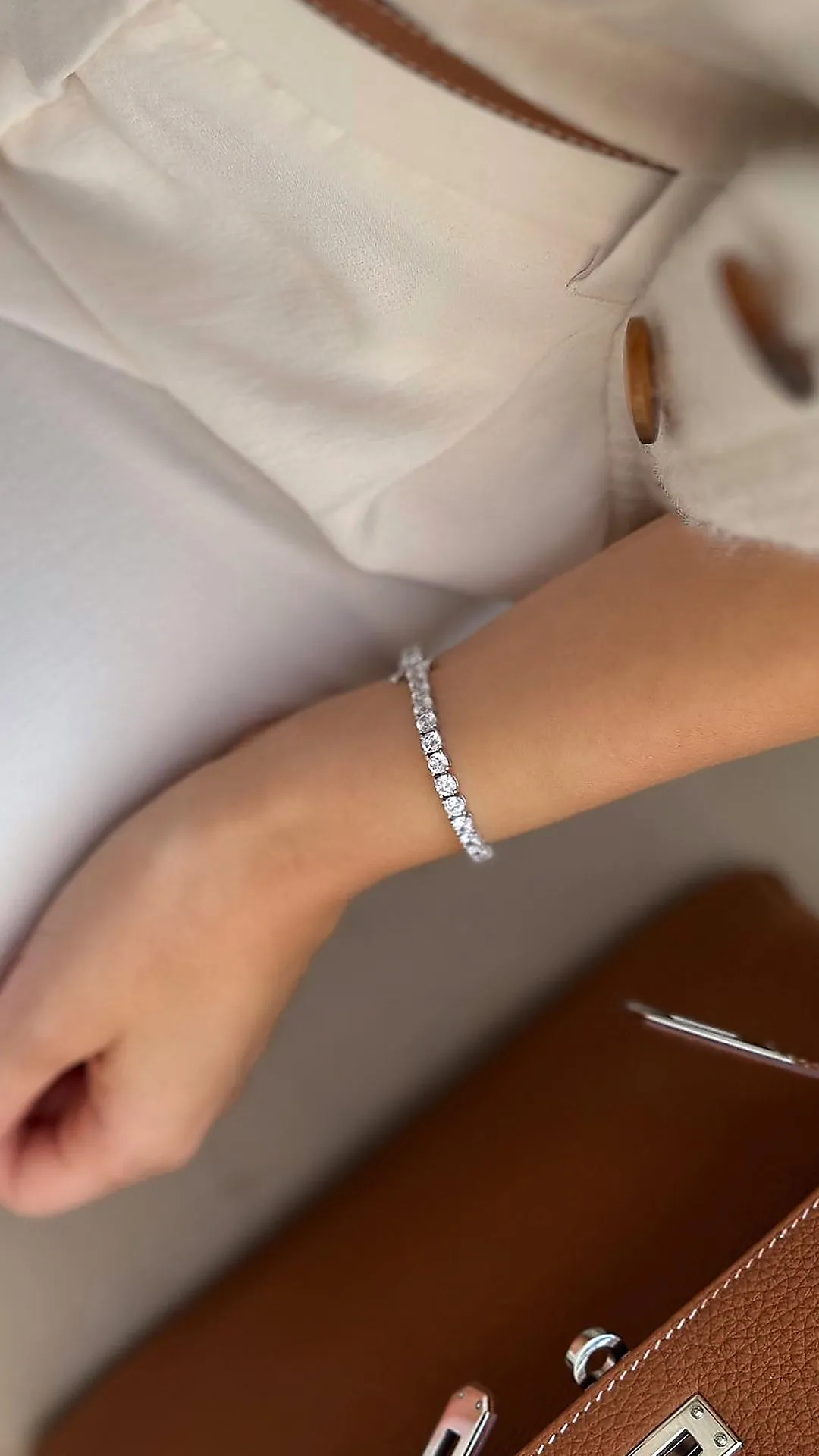 Hailey Round Prong Tennis Bracelet White Gold Plated