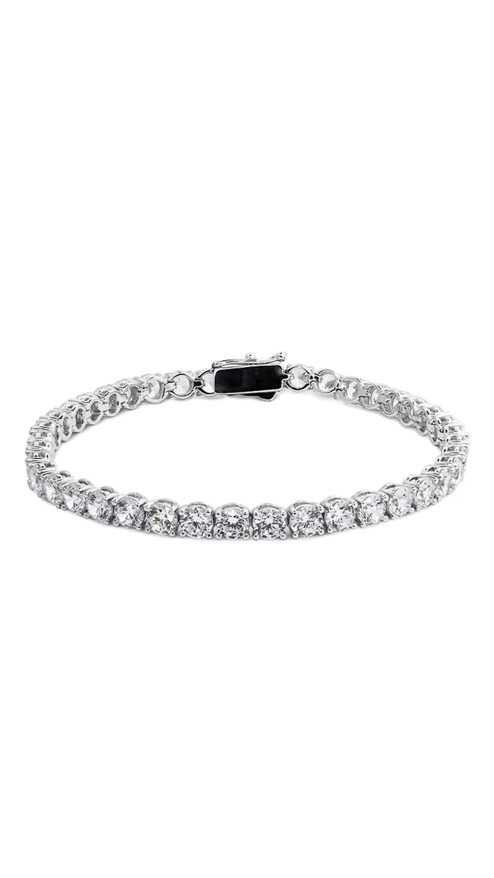 Hailey Round Prong Tennis Bracelet White Gold Plated