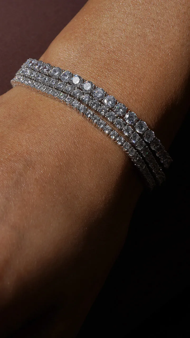 Hailey Round Prong Tennis Bracelet White Gold Plated