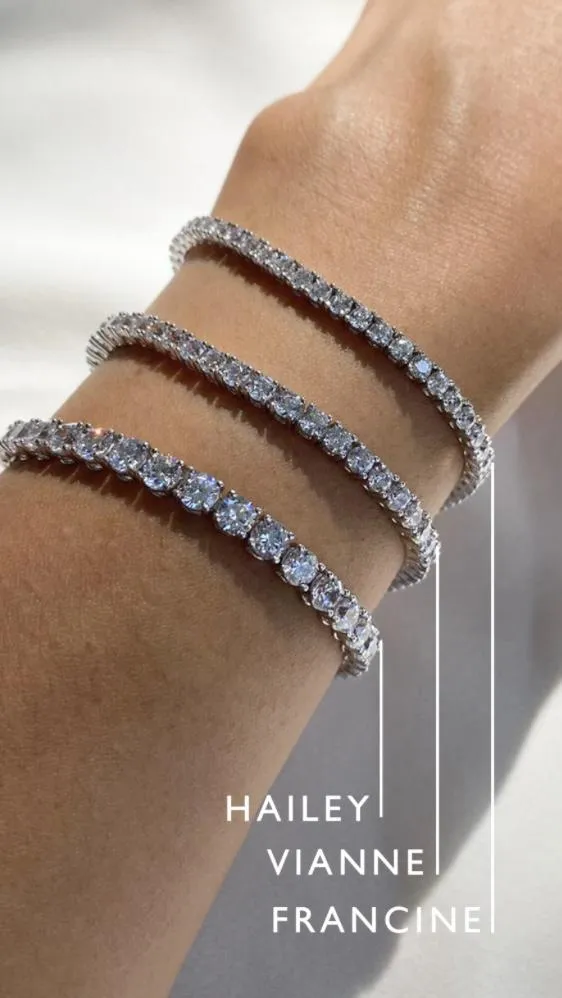 Hailey Round Prong Tennis Bracelet White Gold Plated