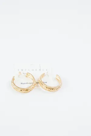 Haisley Textured Metal Hoops, Gold