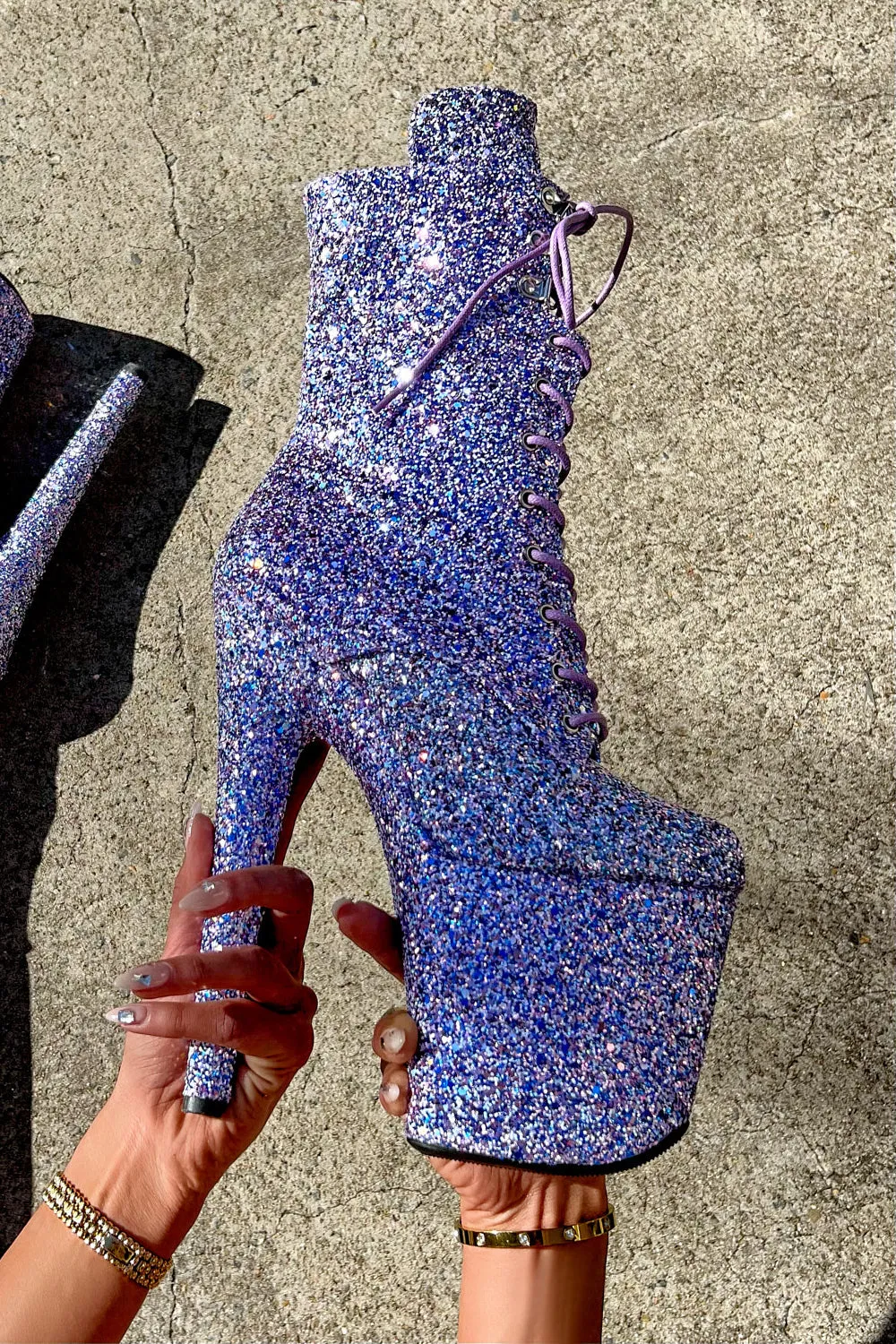 Hella Heels The Glitterati XTRA 8inch Boots -  Confetti