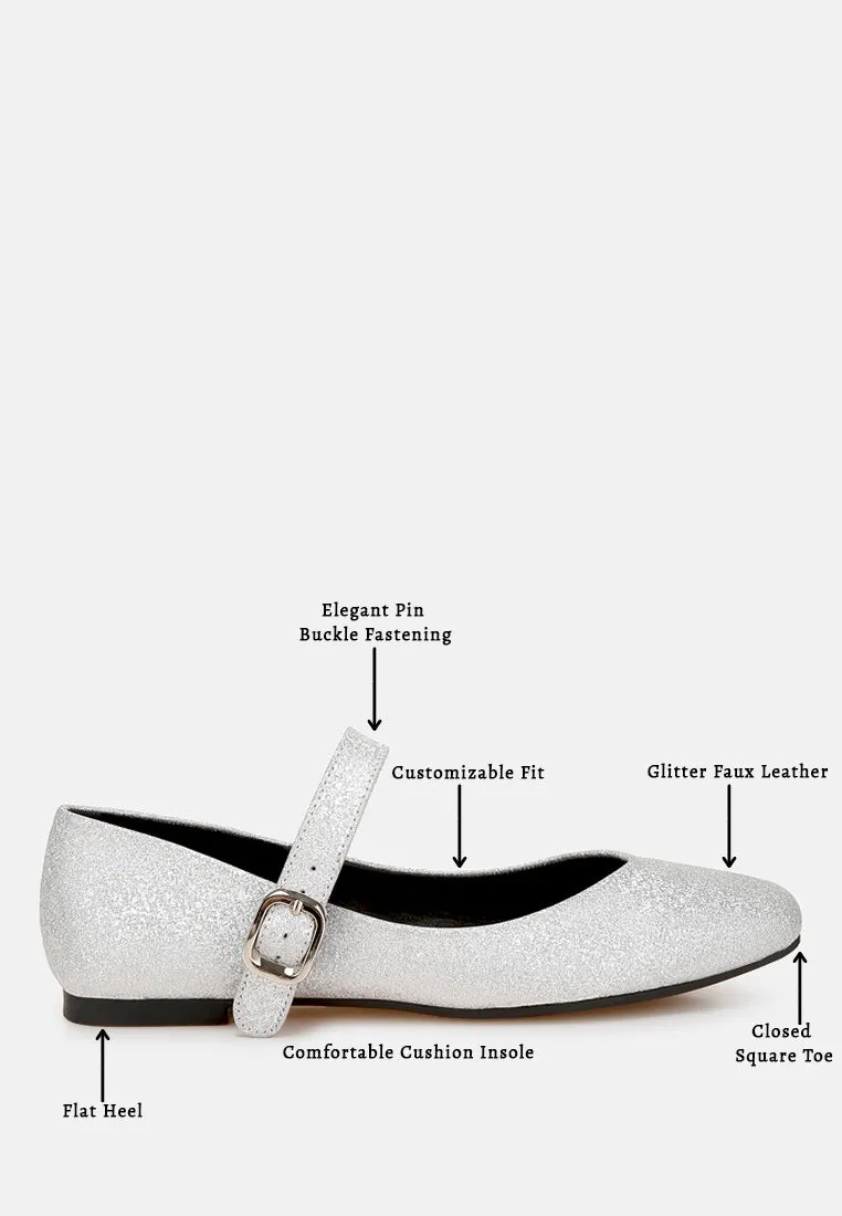 Herma Glitter Pin Buckle Ballerinas