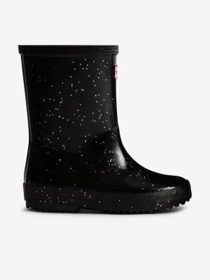 Hunter Girls First Giant Glitter Wellington Boots in Black