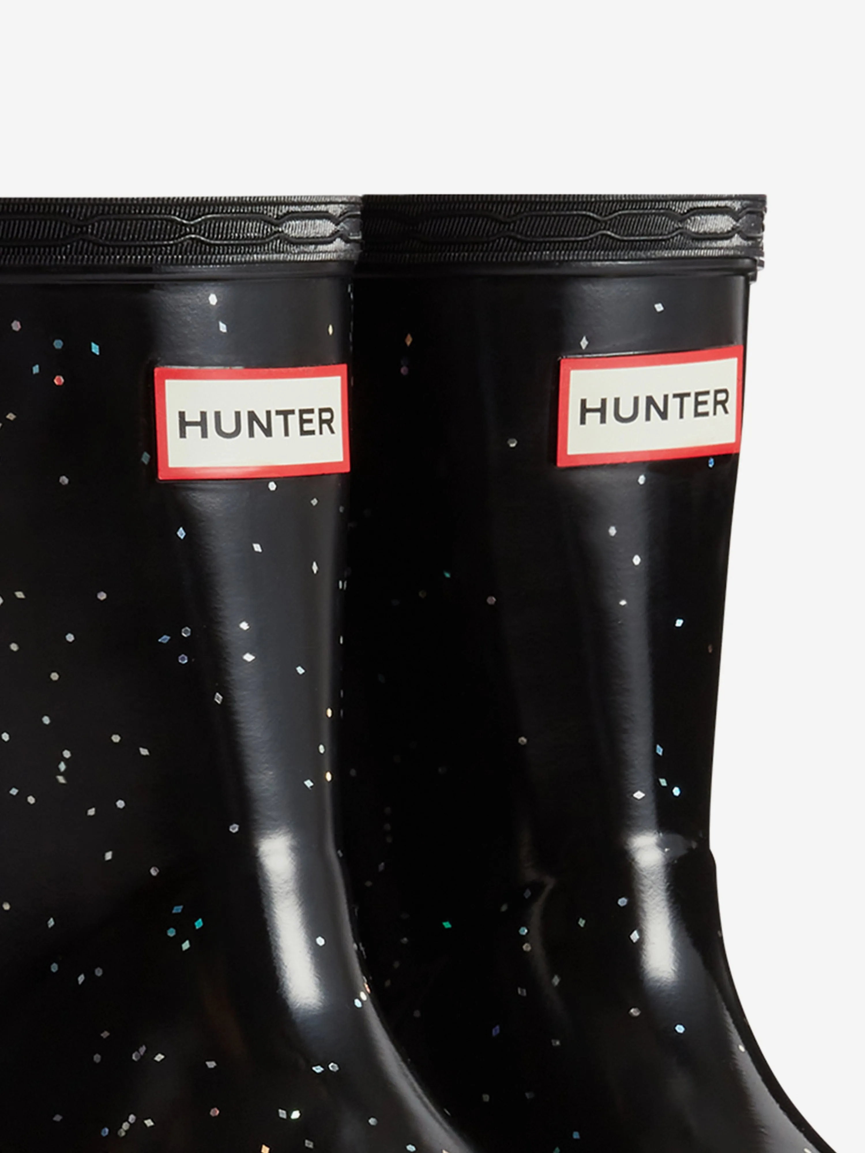 Hunter Girls First Giant Glitter Wellington Boots in Black