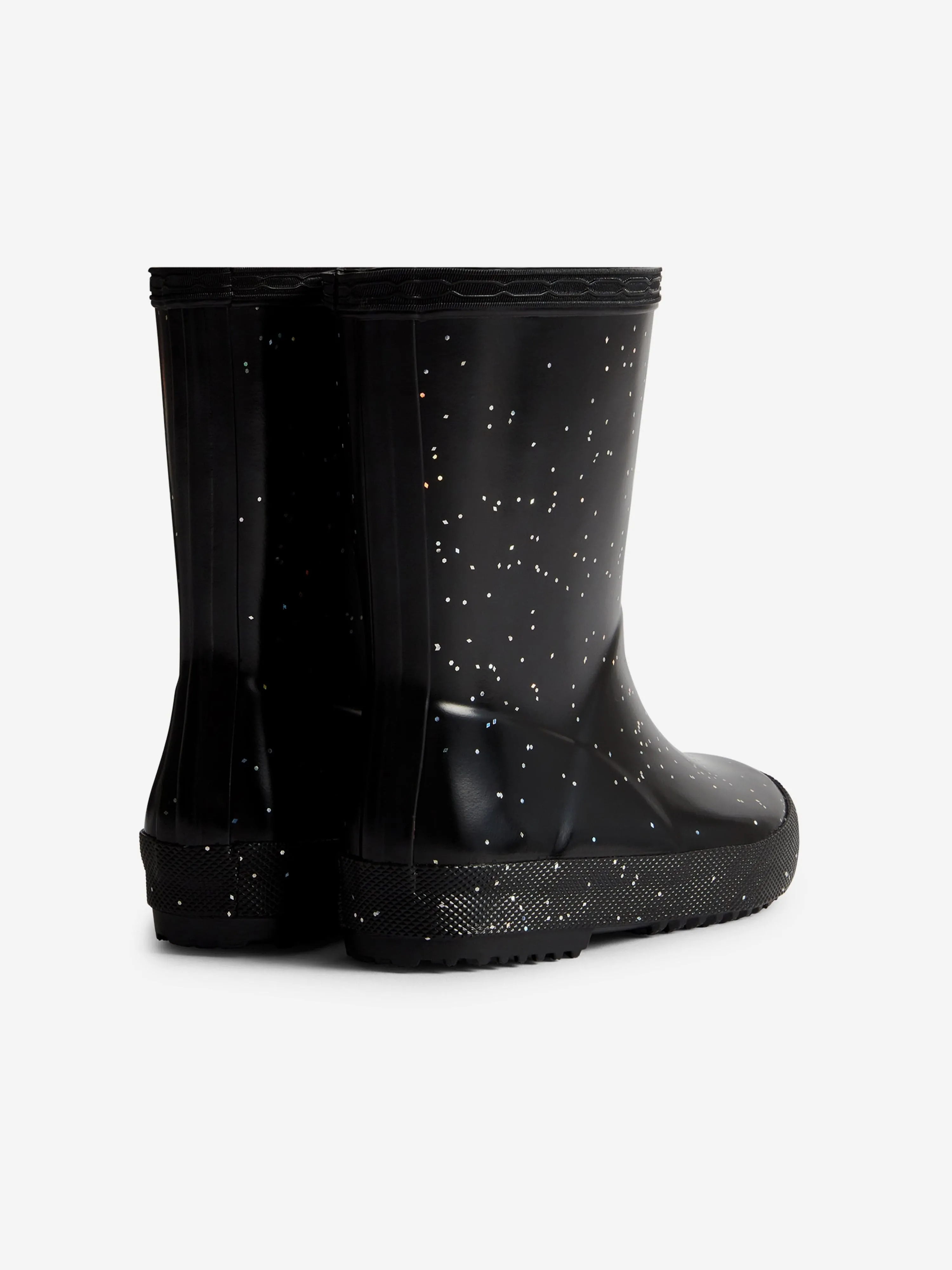 Hunter Girls First Giant Glitter Wellington Boots in Black