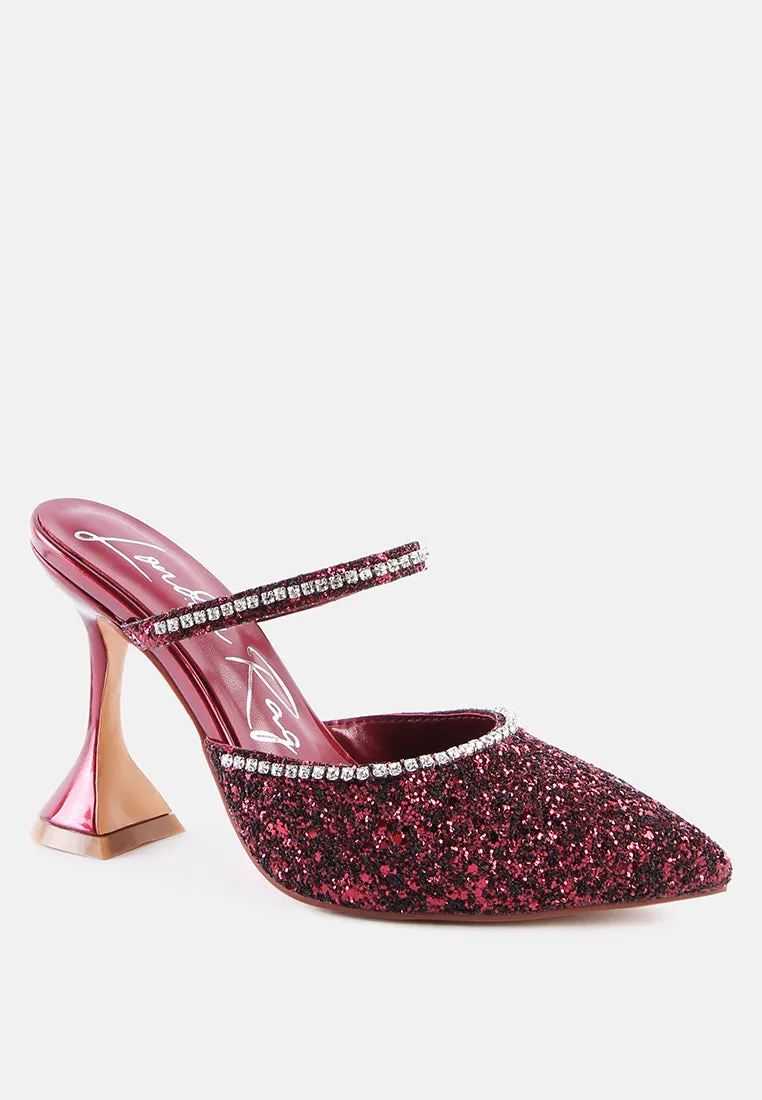 Iris Glitter Diamante Spool Heeled Sandals