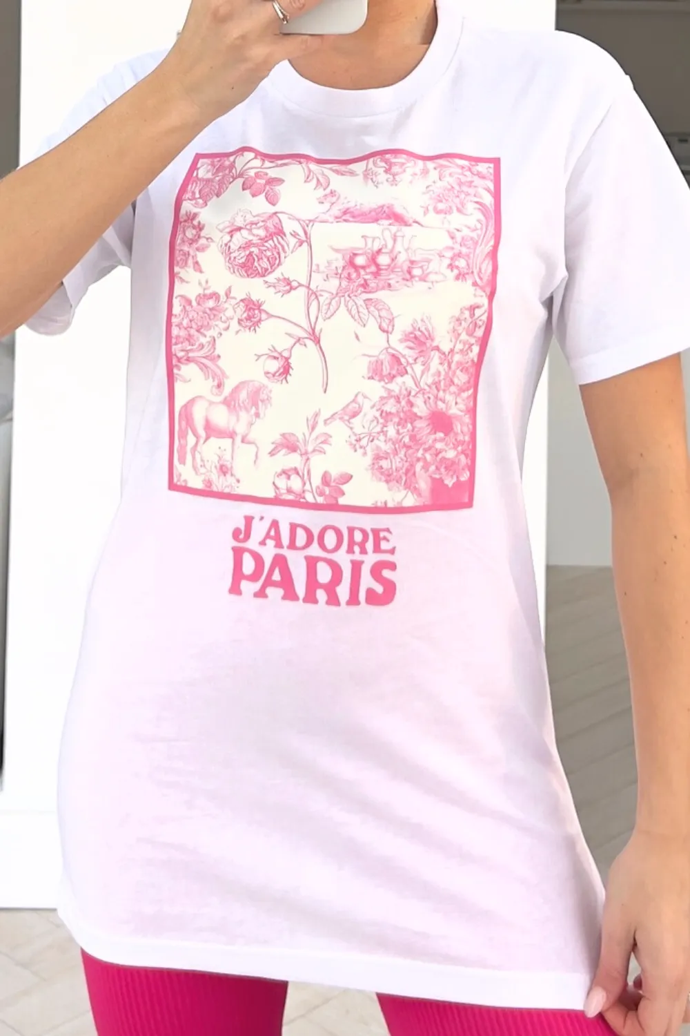 Jadore pink floral box printed tee & legging coord