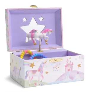 Jewelkeeper Girl's Musical Jewelry Storage Box with Spinning Unicorn, Glitter Rainbow