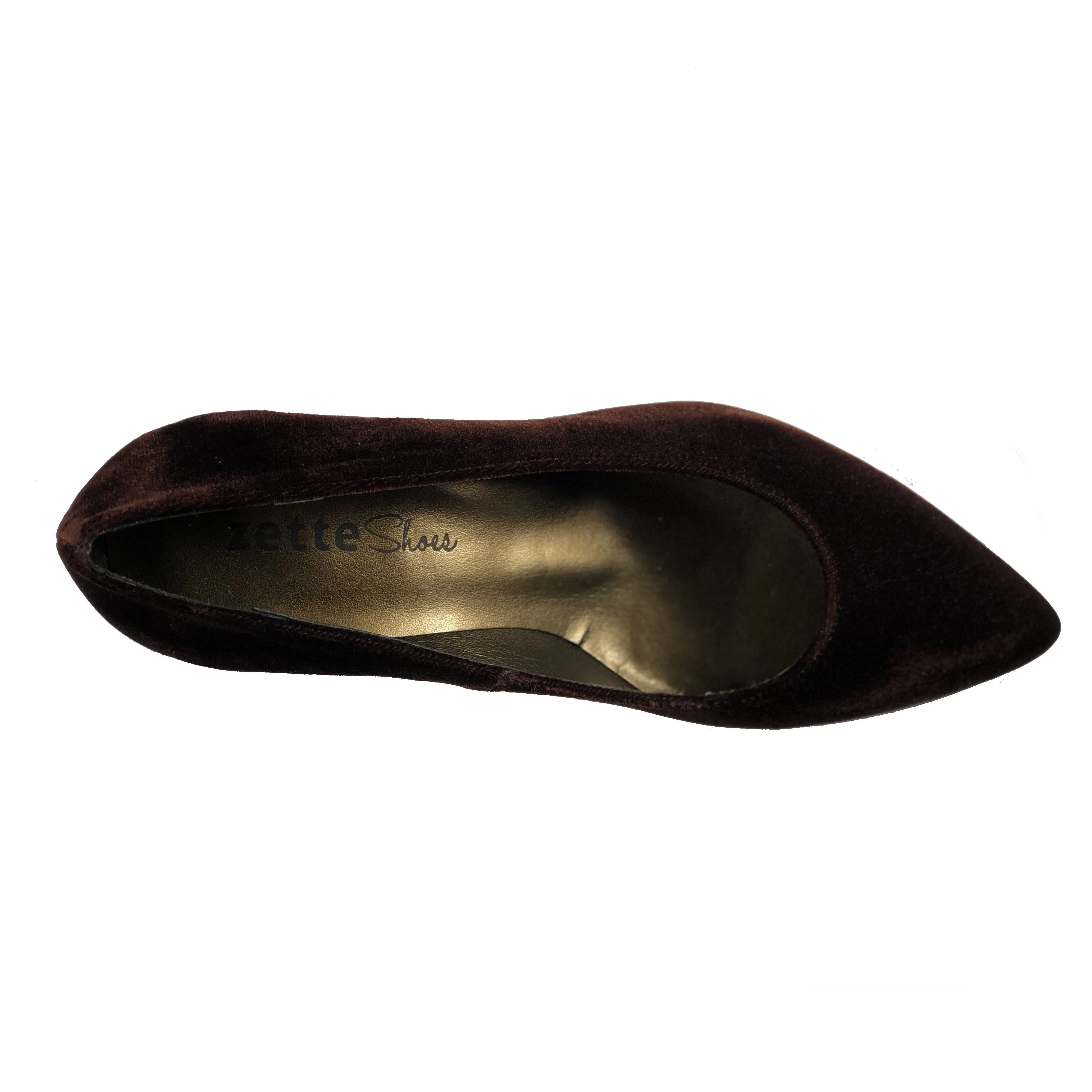 'Joy' vegan mid heel by Zette Shoes - chocolate velvet