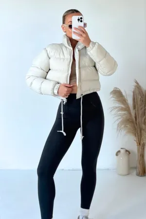 Karmin cream crop puffer coat