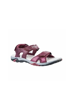 Kids Girl Glitter Embroidered Logo Sandals,Wine