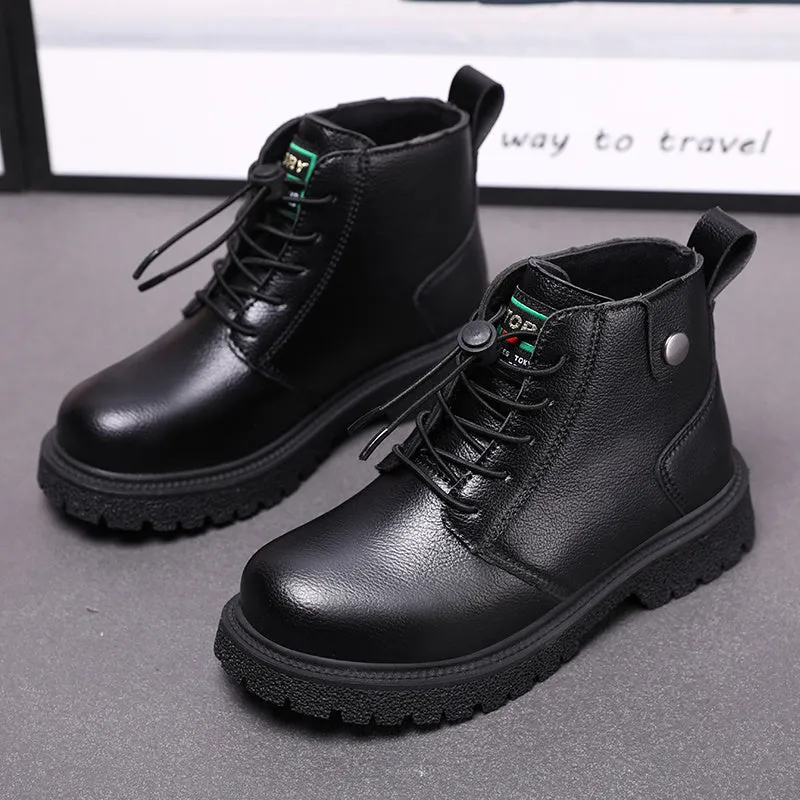 Kids Martin Boots Casual Shoes Warm Ankle Children WaterProof Baby Boys Girlls Leather Soft