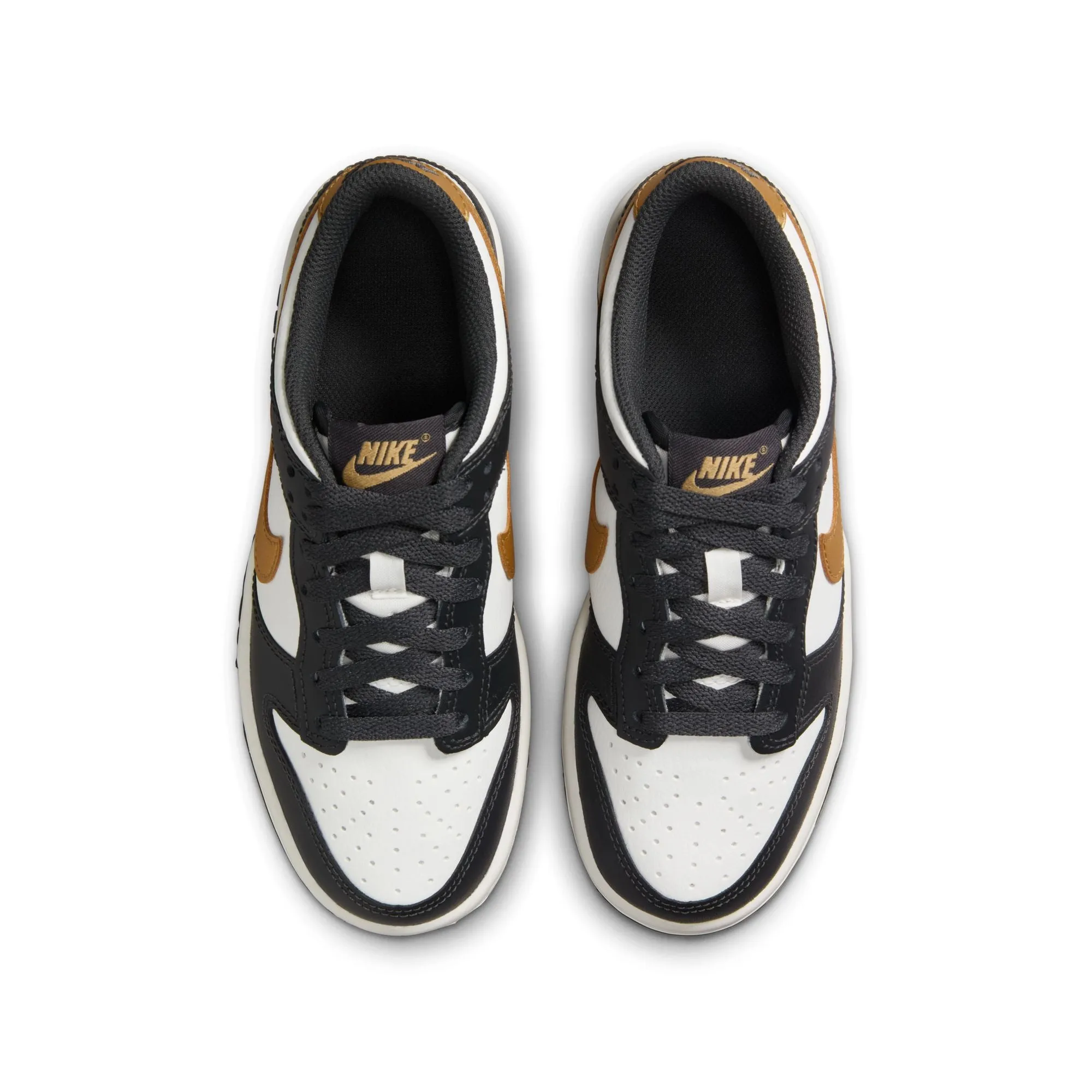 KIDS NIKE DUNK LOW GS (SUMMIT WHITE/METALLIC GOLD/ANTHRACITE)