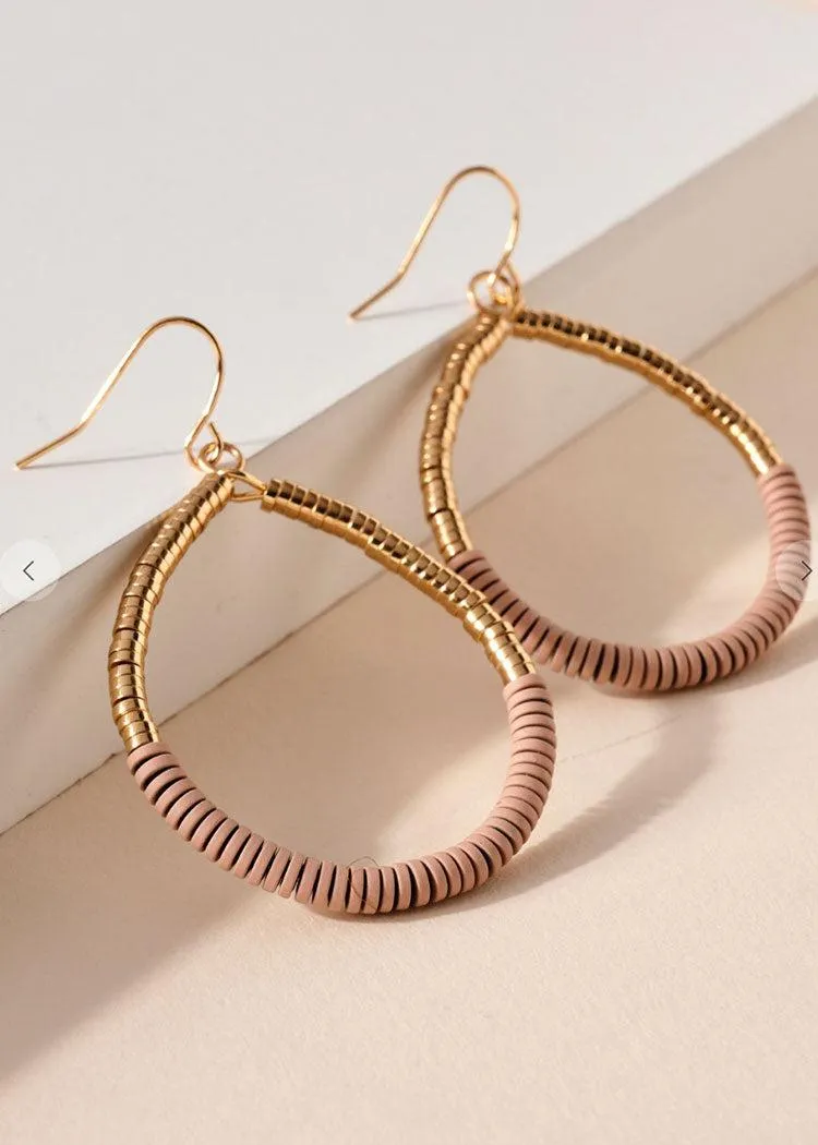 Larissa Beaded Hoops-Blush