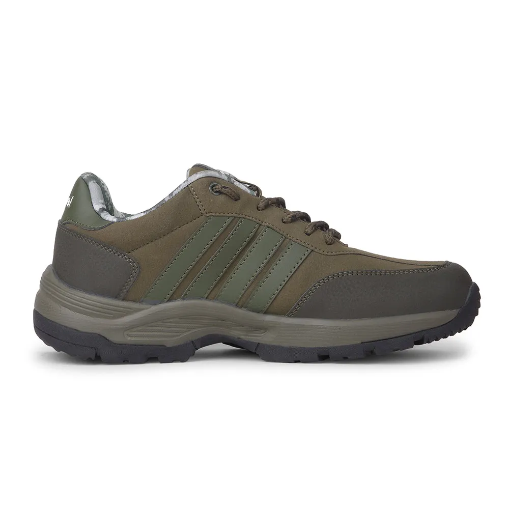 Leap7x Casual Olive Green Lacing Trekking Shoes For Mens COLUMBIA6E By Liberty