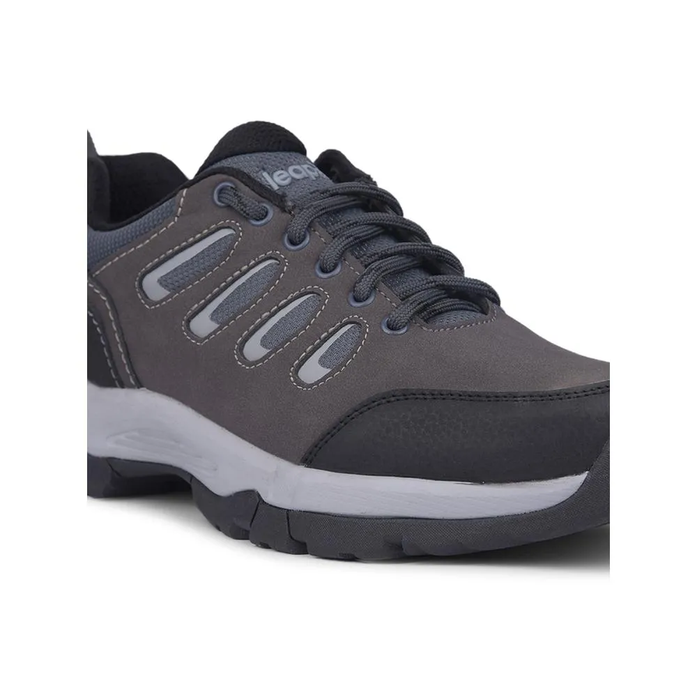 Leap7x Sports Trekking Dark Grey Lacing Shoes For Men COLUMBO-1E By Liberty