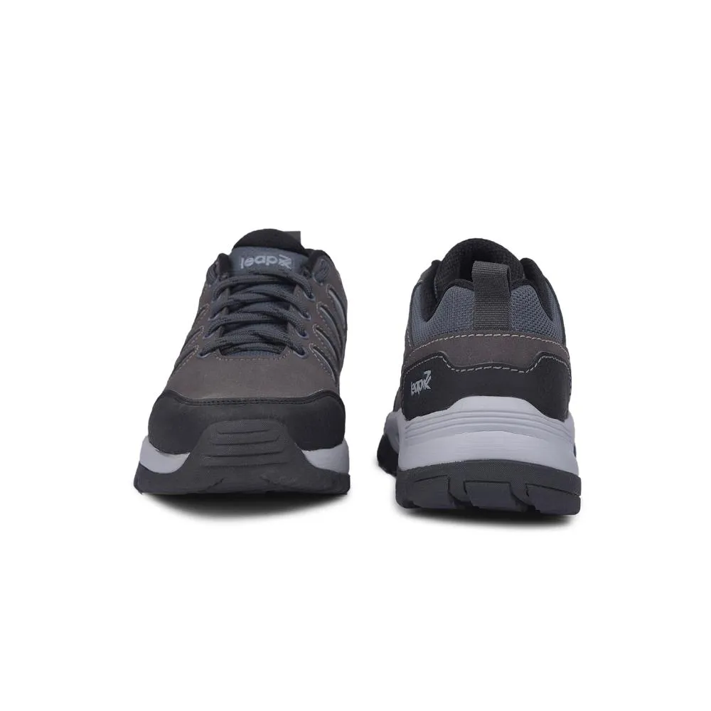 Leap7x Sports Trekking Dark Grey Lacing Shoes For Men COLUMBO-1E By Liberty