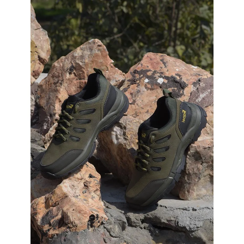 Leap7x Sports Trekking Olive Green Lacing Shoes For Men COLUMBO-1E By Liberty