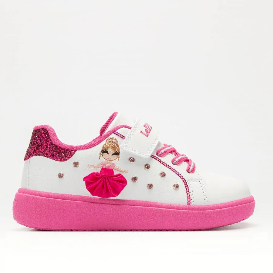 Lelli Kelly Mille Stelle Girls White Fuchsia Ballerina Trainer