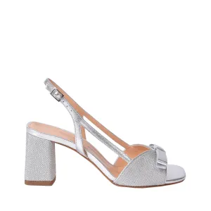 Luxor Bow Glitter Sandals In Silver