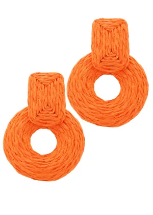 Manzillo Rattan Earrings-Orange