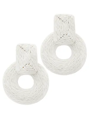 Manzillo Rattan Earrings-White