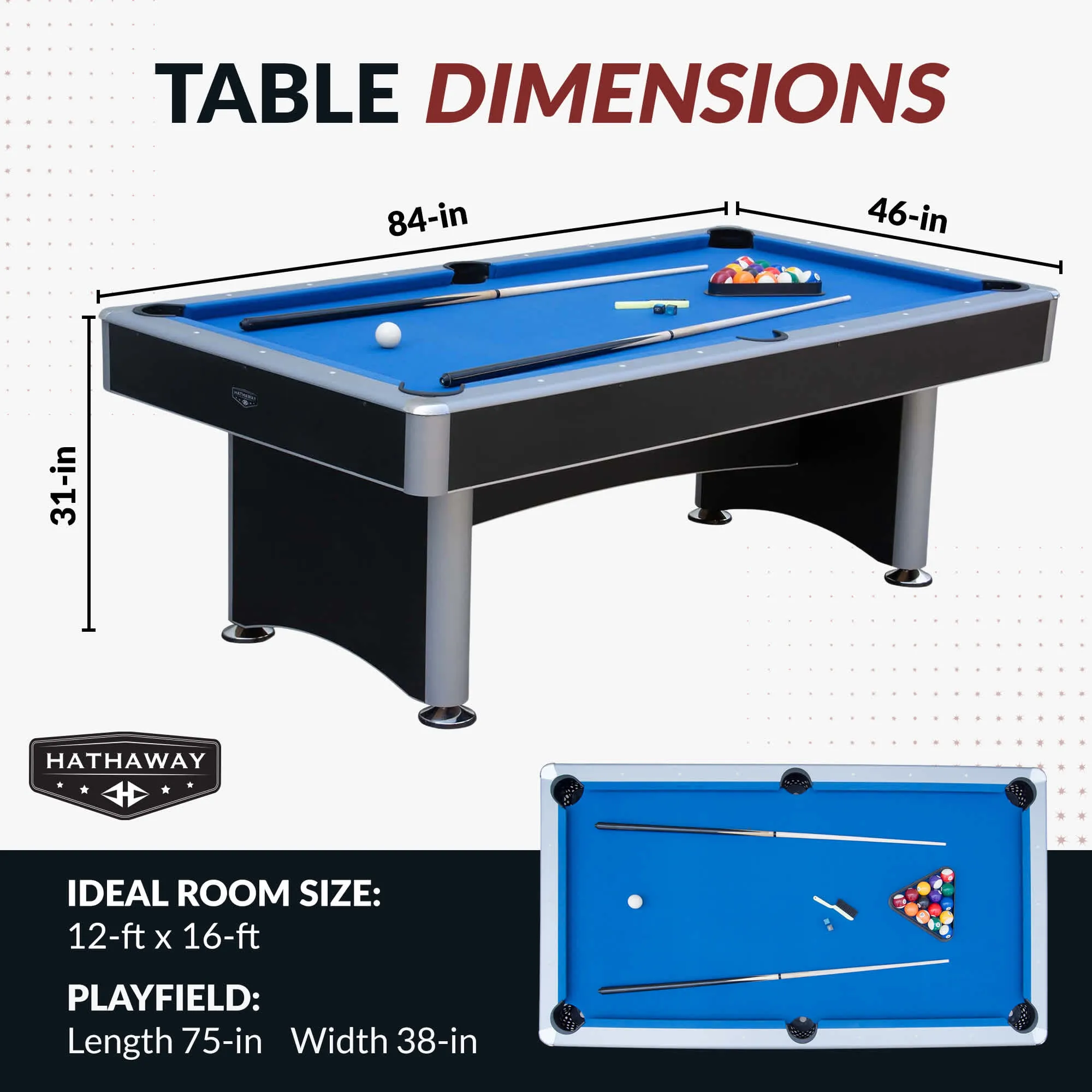 Maverick II 7-ft Pool Table with Table Tennis Top - Black with Blue Felt