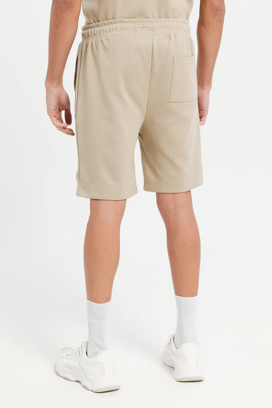 Men Beige Pull On Active Shorts