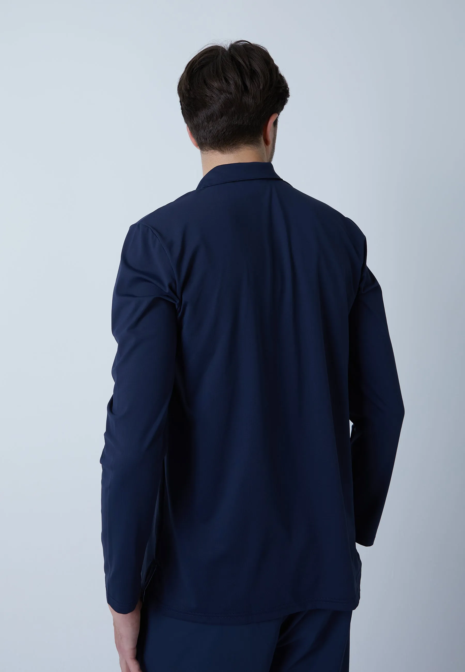 Men Tennis Longsleeve Polo Shirt, navy blue