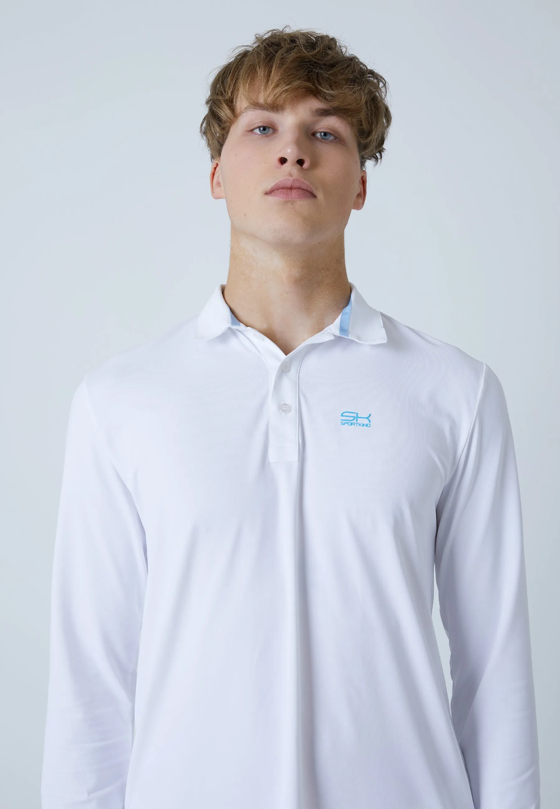 Men Tennis Longsleeve Polo Shirt, white