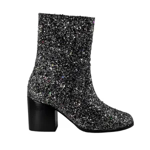 'Menos' vegan mid-calf boot by Zette Shoes - silver glitter