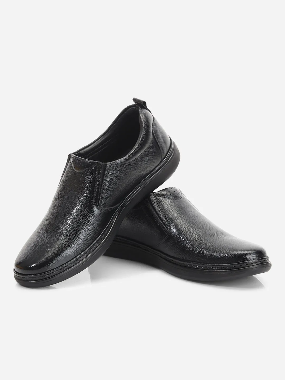 Men's Black Round Toe Slip On Semi Formal (ID2225)