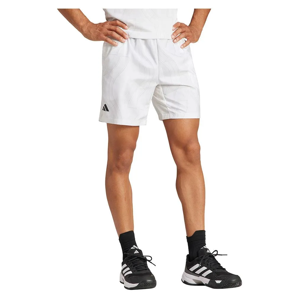 Men`s Club Graphic Tennis Short White and Grey One