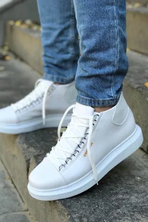 Men's Lace-up White Boots