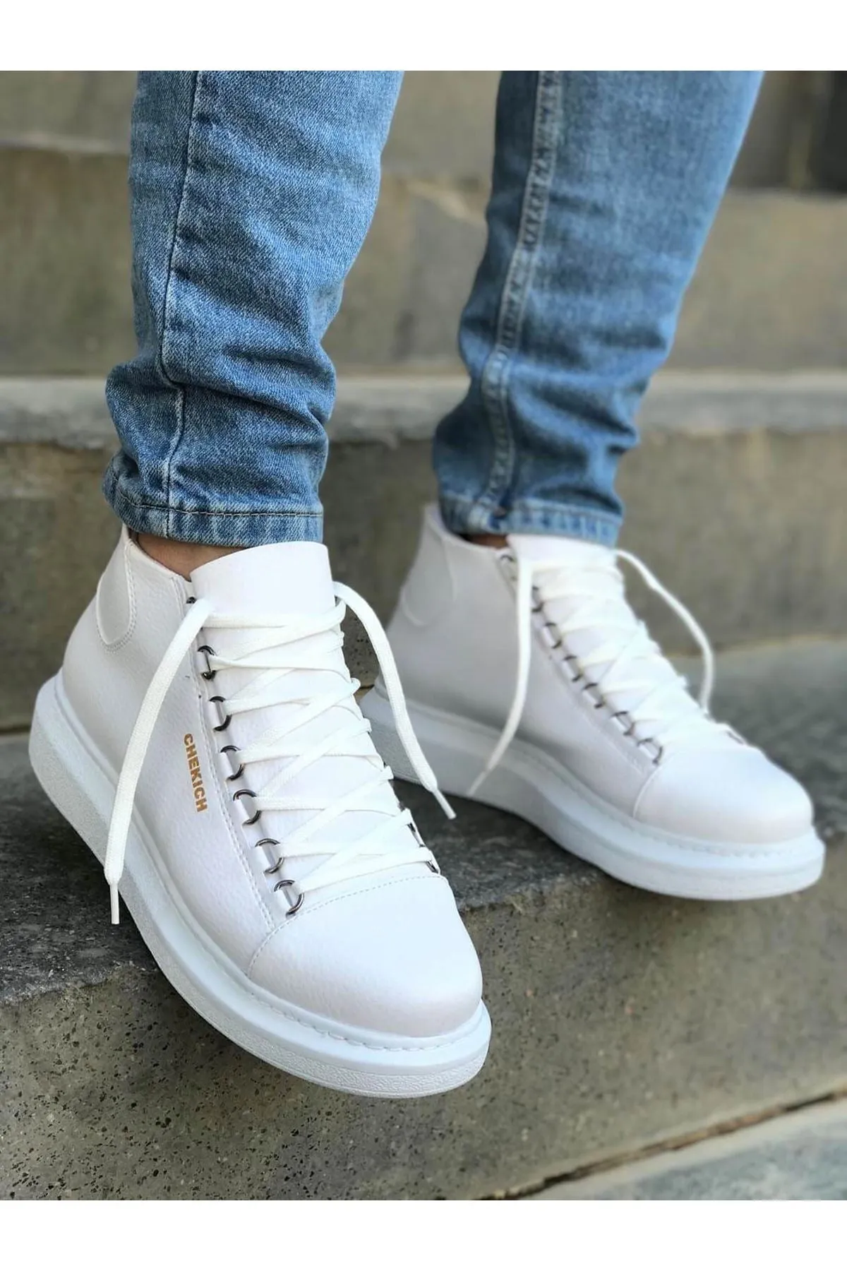 Men's Lace-up White Boots