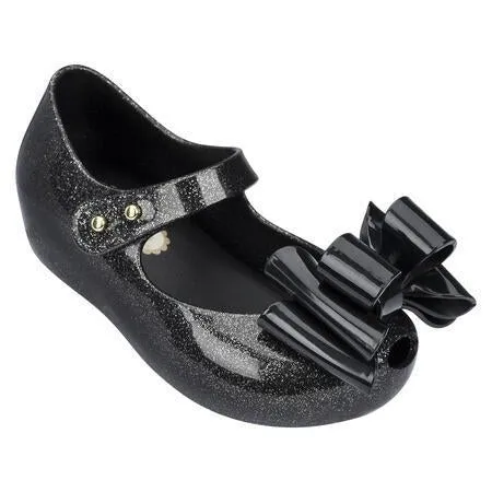 Mini Melissa Black Glitter Bow