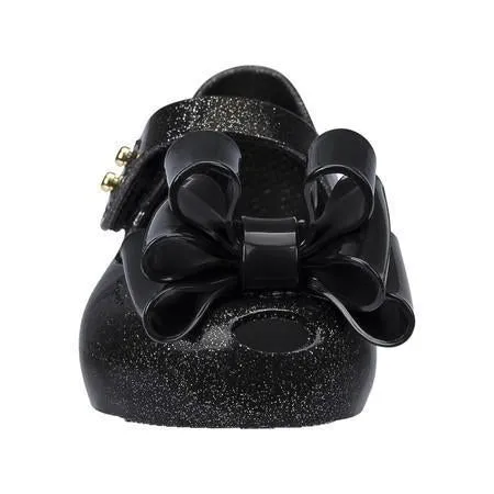 Mini Melissa Black Glitter Bow