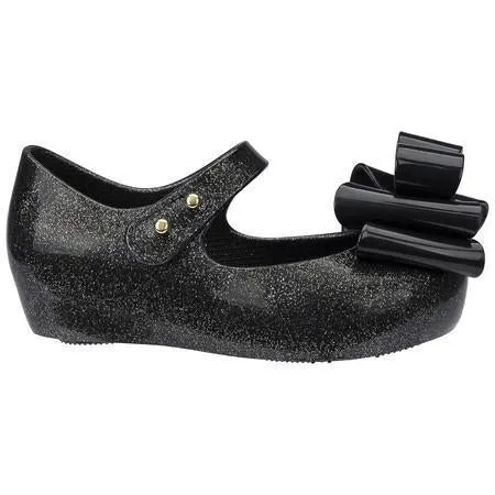 Mini Melissa Black Glitter Bow