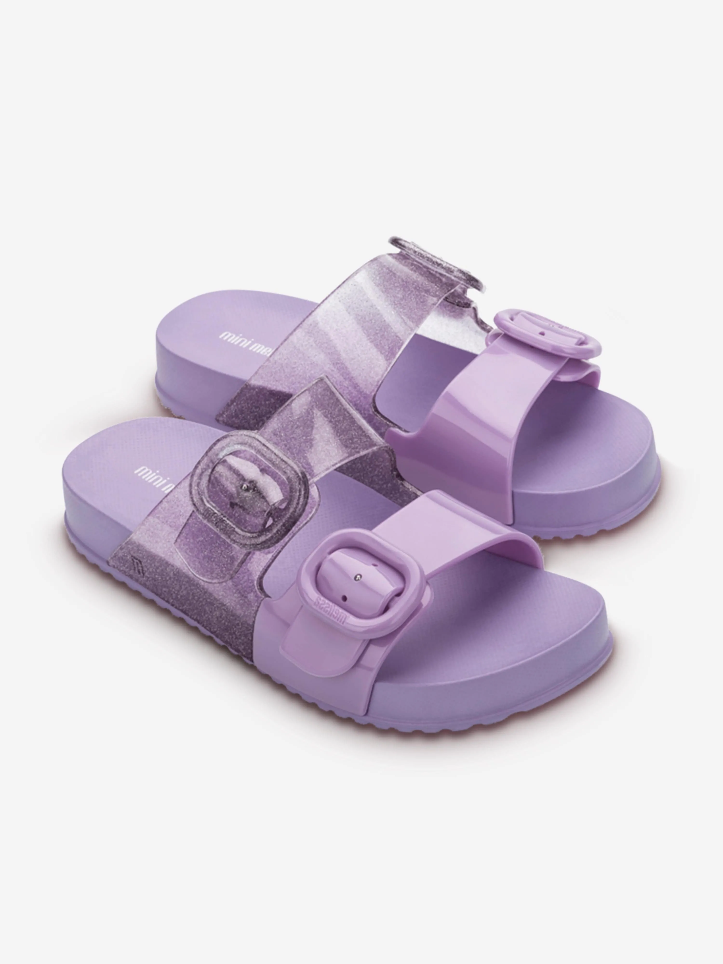 Mini Melissa Girls Cozy Glitter Sliders in Purple