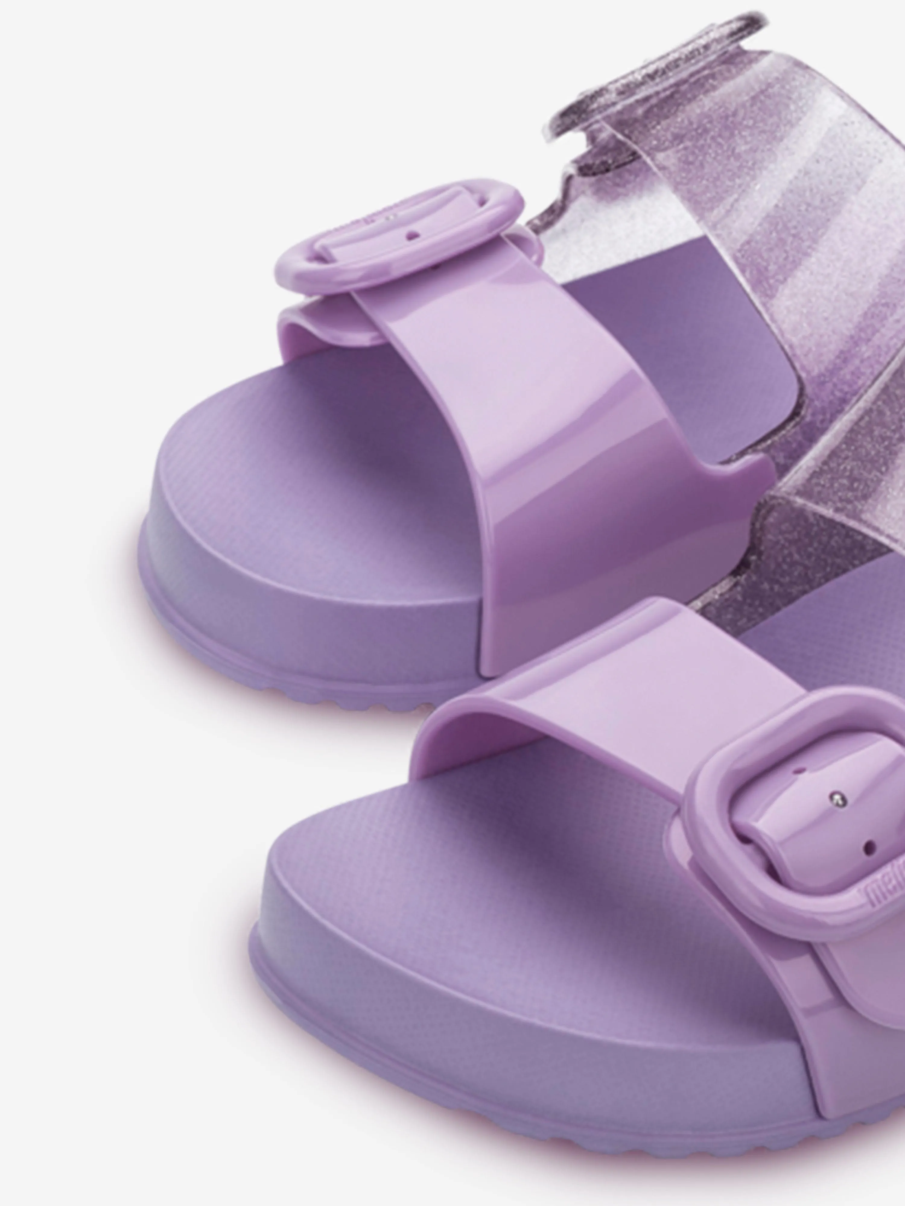 Mini Melissa Girls Cozy Glitter Sliders in Purple