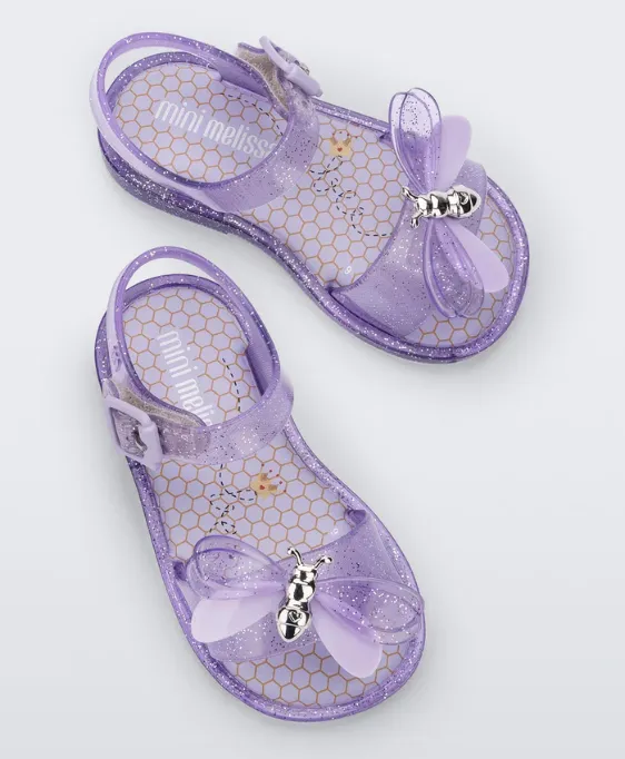 Mini Melissa Mar Sandal Bugs - Lilac Glitter