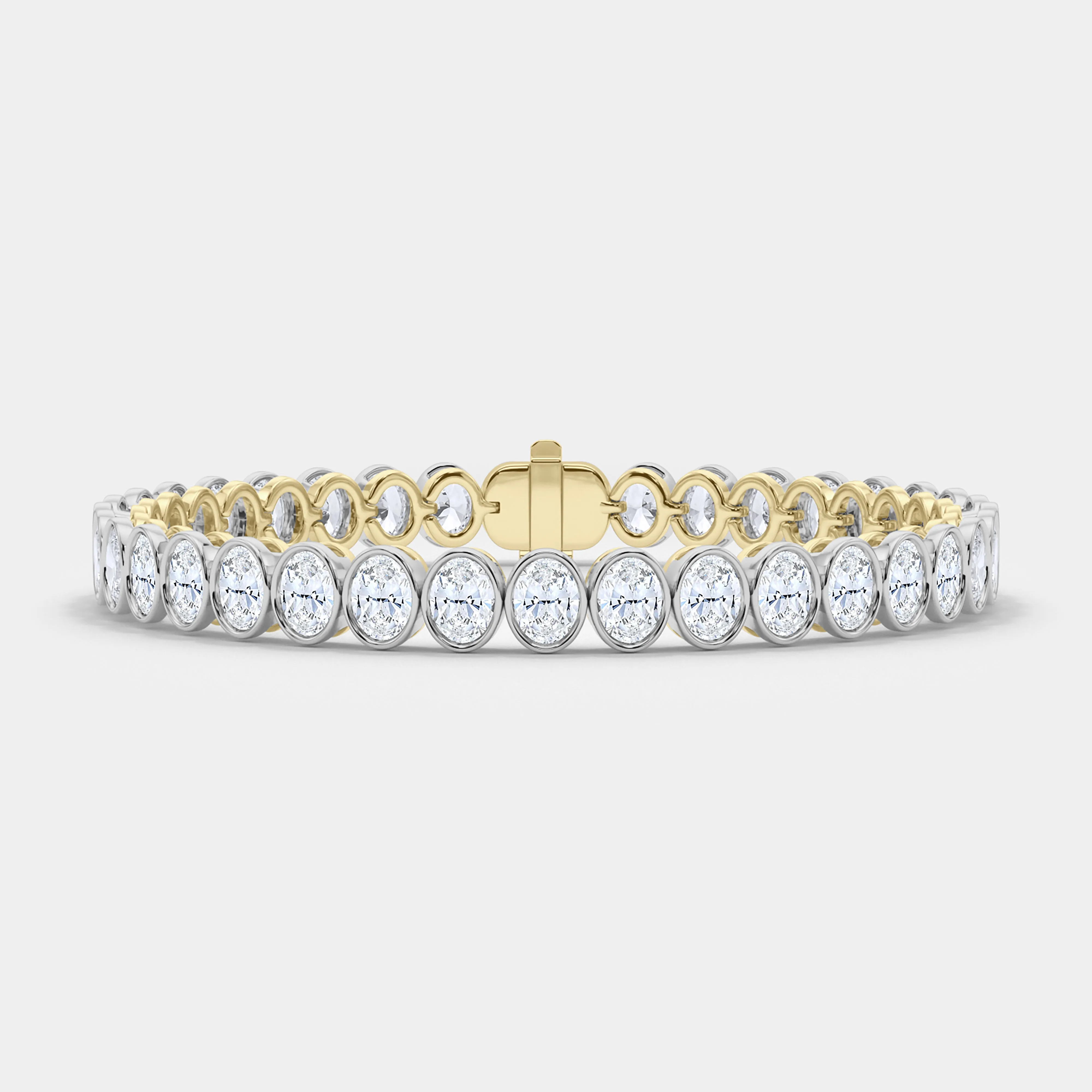 Mixed Metal Oval Bezel Diamond Bracelet