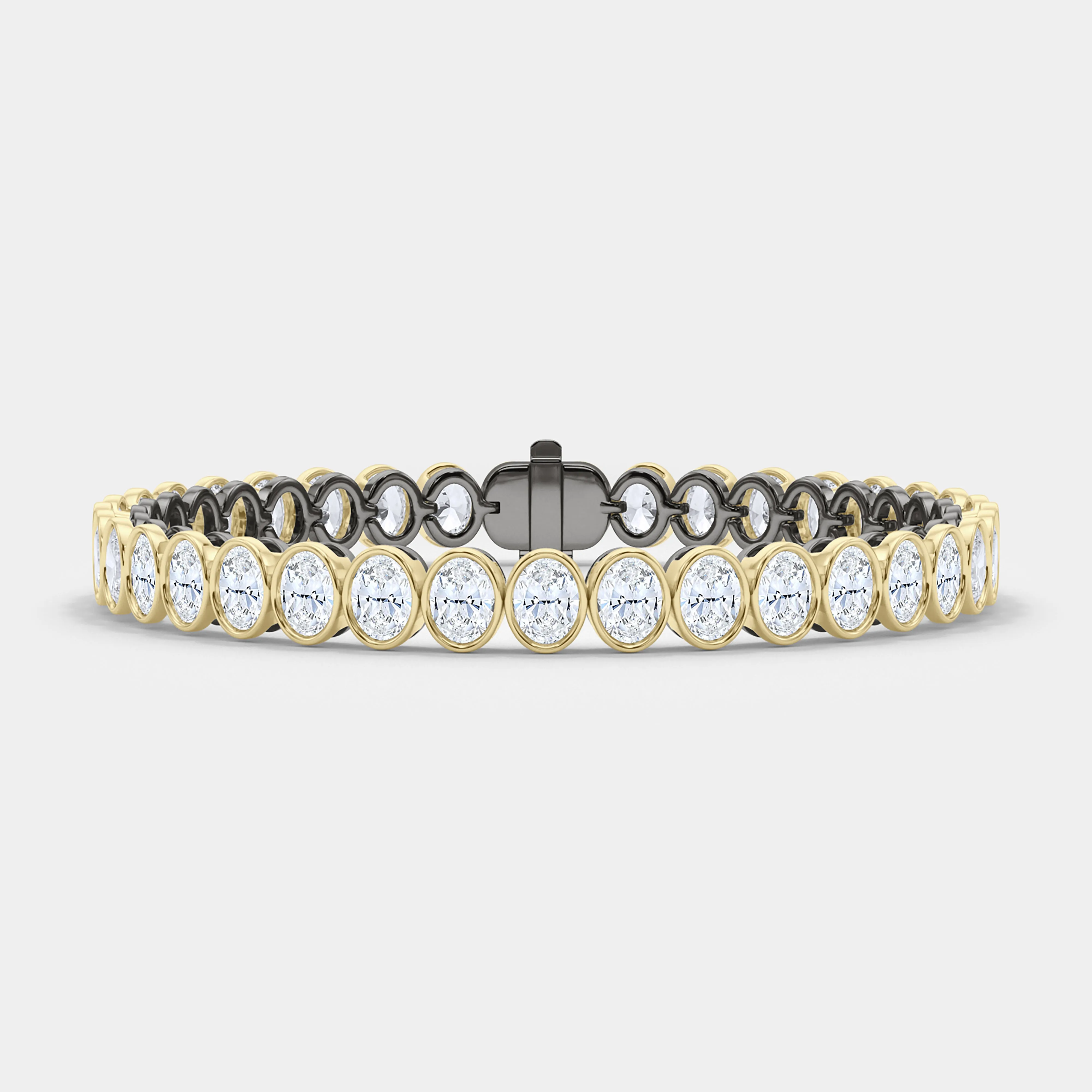 Mixed Metal Oval Bezel Diamond Bracelet