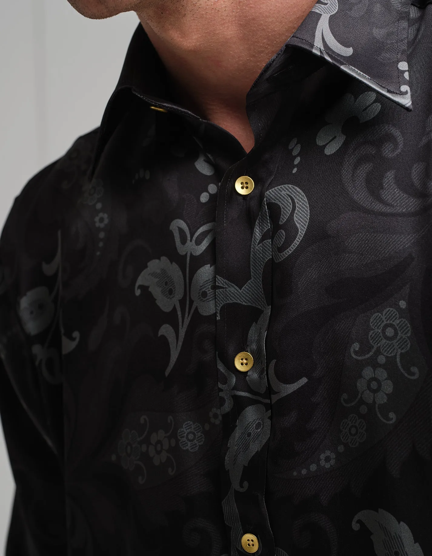 Monochrome Paisley Silk Shirt GOLD COLLECTION