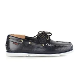 Navy Leather Boat Shoes - TRAWLER