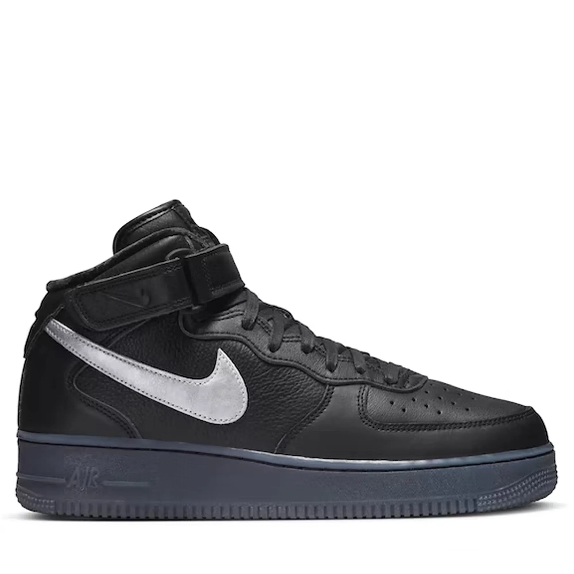 Nike Air Force 1 Mid Prm Black Metallic Silver