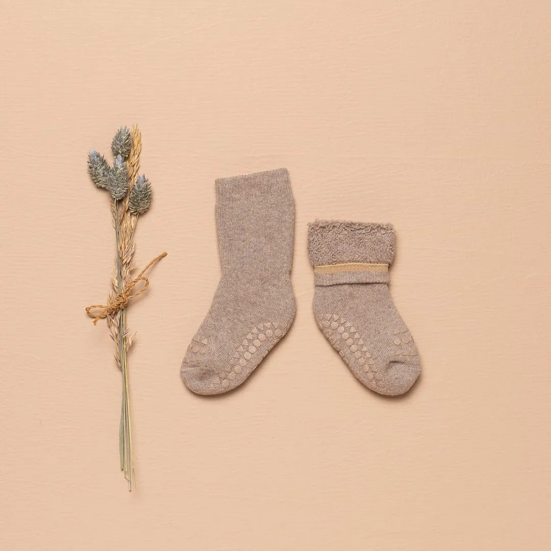 Non-Slip Grip Socks - Organic terry cotton - Soft Pink Glitter