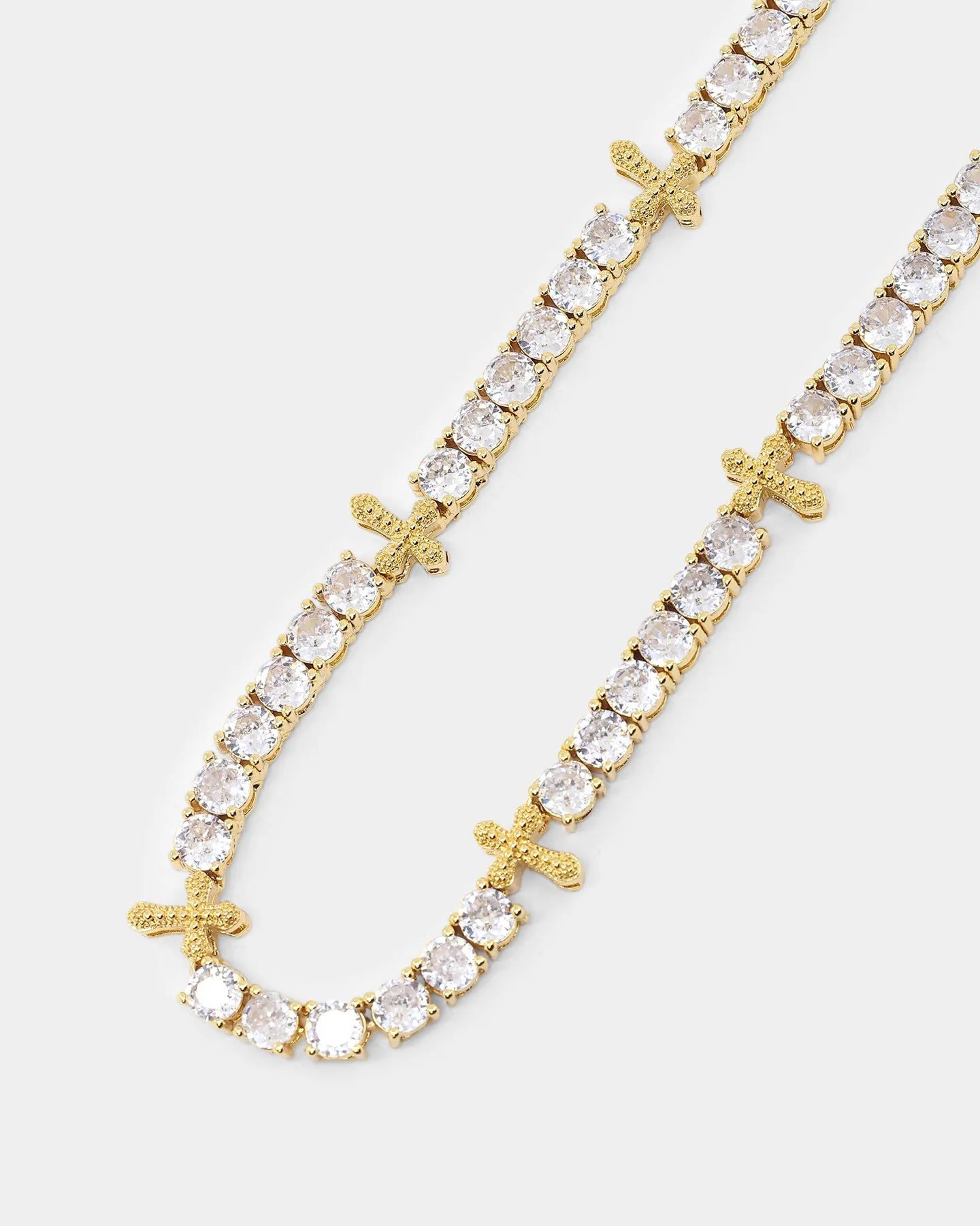 NXS Iced Cross Tennis Chain Iced Gold