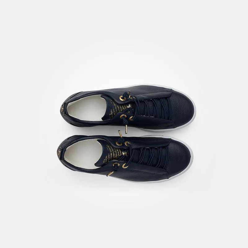 Paul Green Navy Elastic Lace Trainer